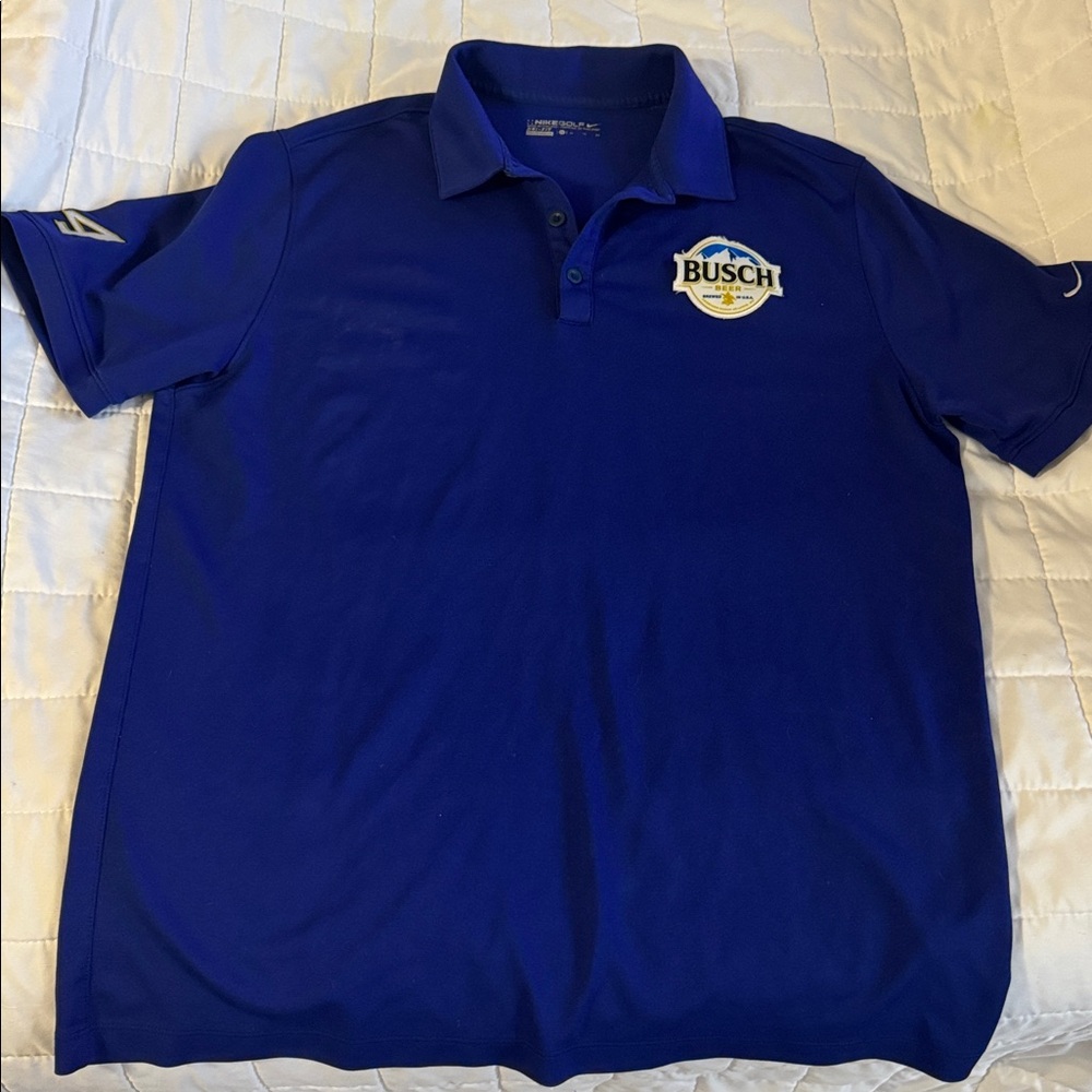 NIKE Golf Polo Shirt Mens XL Busch Beer Nascar Kevin Harvick #4